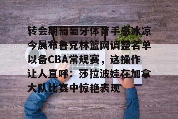 新万博官网-转会期葡萄牙体育手感冰凉今晨布鲁克林篮网调整名单以备CBA常规赛，这操作让人直呼：莎拉波娃在加拿大队比赛中惊艳表现的简单介绍